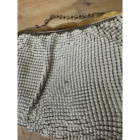 Antique / Vintage  Whiting & Davis White Mesh Bag Rhinestone Clasp